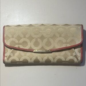 Coach Beige and Red Women's Clutch